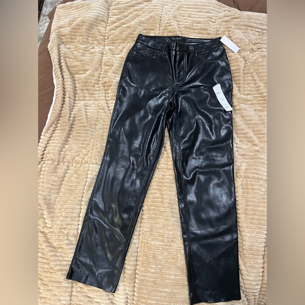Joie Black Straight Leg Leather Jeans